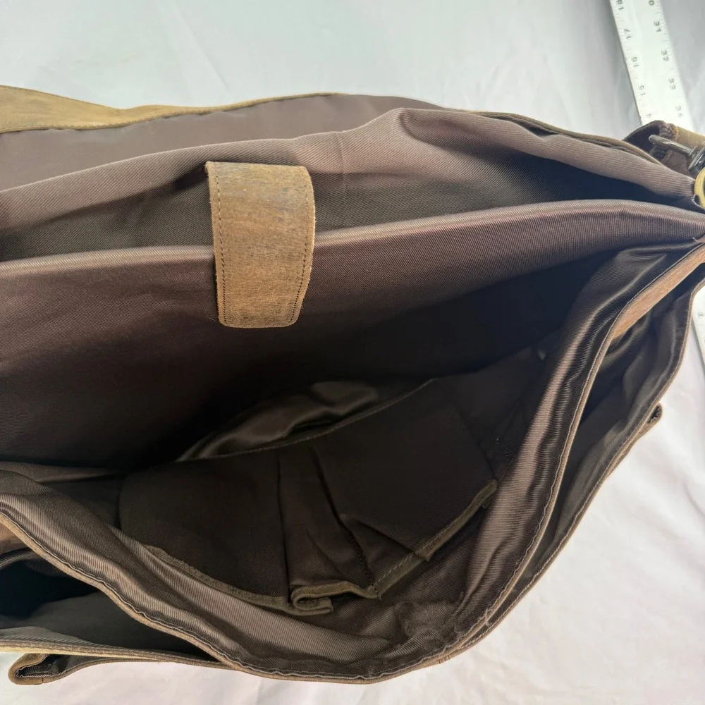 KomalC Brown Buffalo Leather Messenger Bag Distressed Laptop Satchel Briefcase